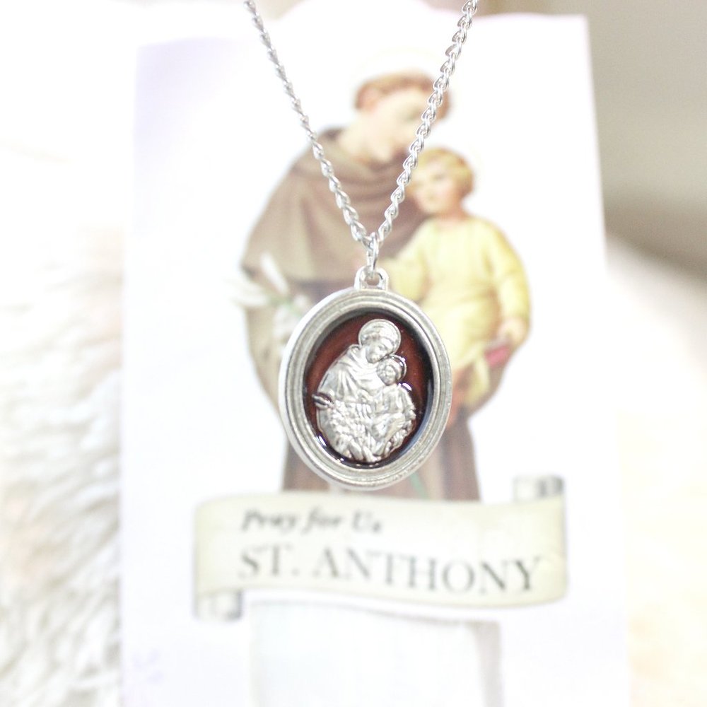 ✝️Saint Anthony Pray For Us Red & Gold Unisex Prayer Necklace